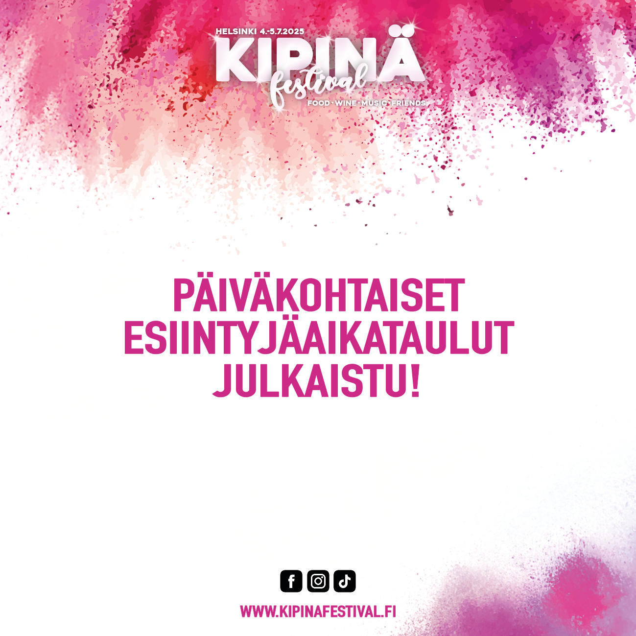 Päiväkohtaiset esiintyjäaikataulut on julkaistu!