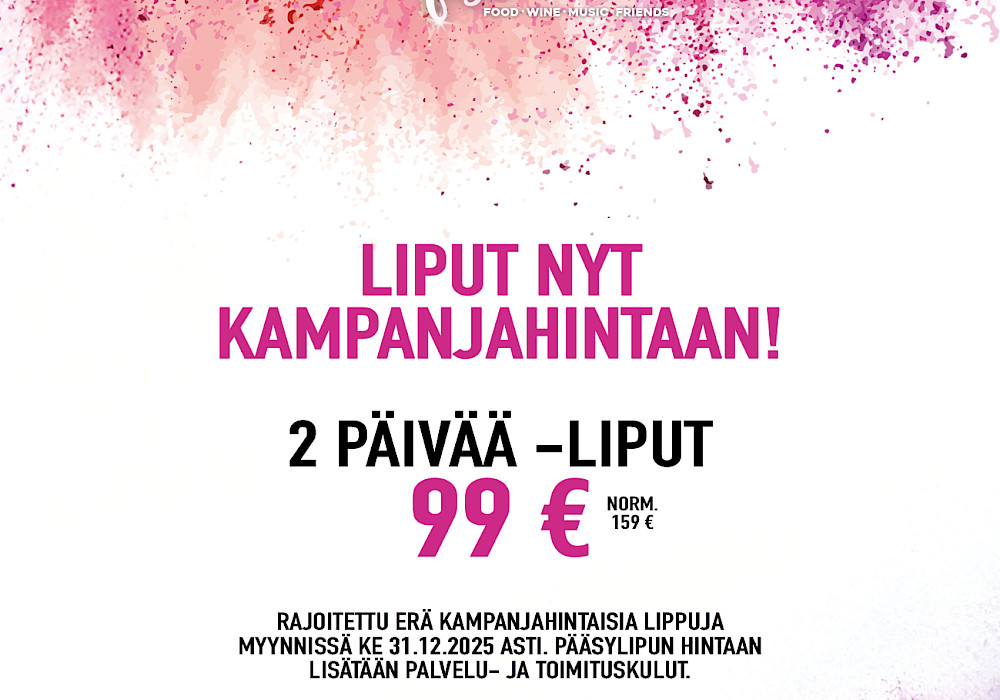 Kaikkien pääsylippuluokkien myynti on aloitettu - kahden päivän liput nyt kampanjahintaan!