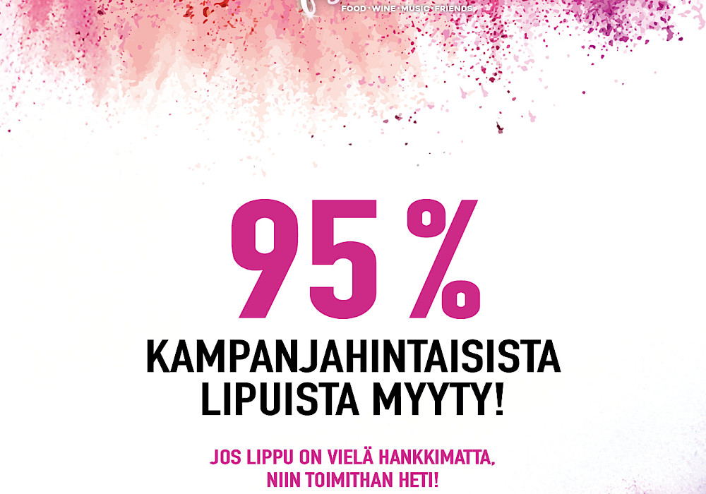 Nyt jo 95 % kampanjahintaisista kahden päivän lipuista on myyty!