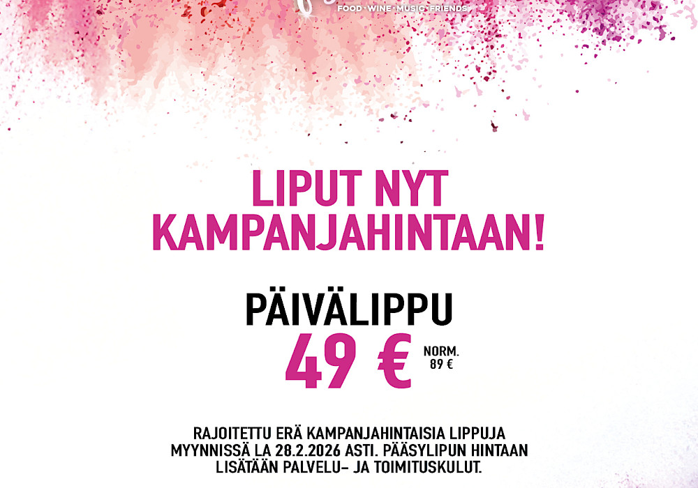 Päiväliput tulevan kesän tapahtumaan ovat nyt myynnissä huippuedulliseen hintaan!