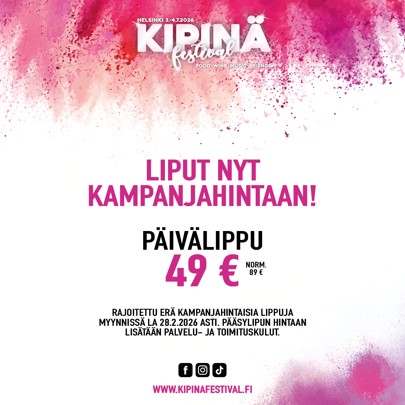 Päiväliput tulevan kesän tapahtumaan ovat nyt myynnissä huippuedulliseen hintaan!