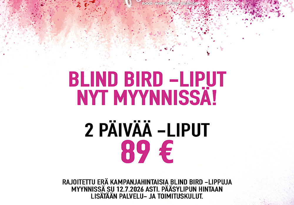 Huippuedulliset BLIND BIRD -liput Kipinä Festival 2027 -tapahtumaan on avattu myyntiin!
